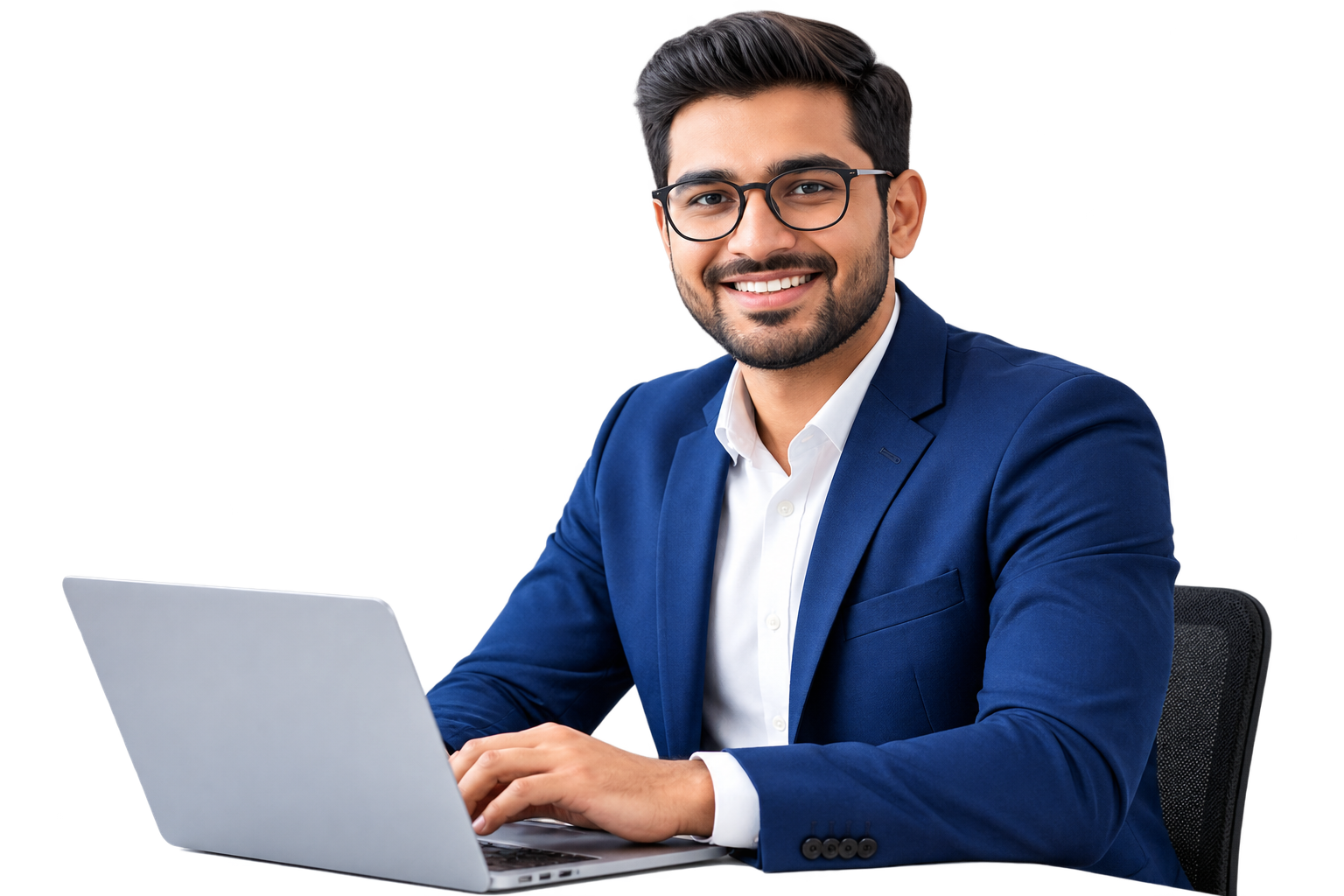 Professional consultant working on a laptop